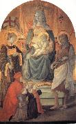 Fra Filippo Lippi The Madonna and Child Enthroned with Stephen,St John the Baptist,Francesco di Marco Datini and Four Buonomini of the Hospital of the Ceppo of Prato oil